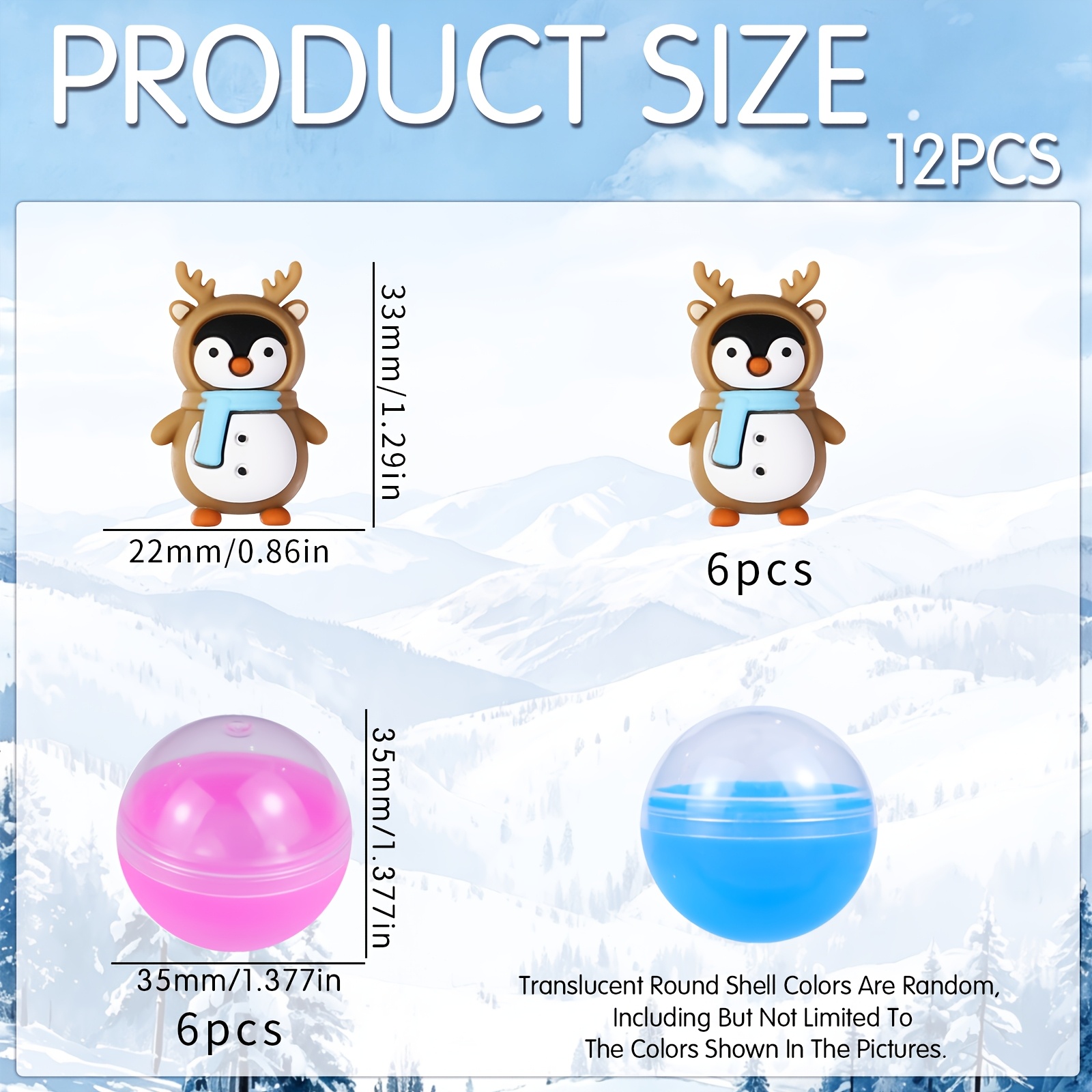 TEMU 12-tlg. 3D-Pinguin-Silikonperlen in Form Rentiers mit Rentiermütze, winterliche Weihnachts-Silikon-Fokusperlen, geeignet für Schmuck-Dekoperlen