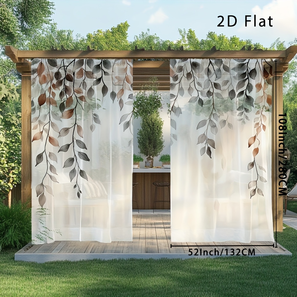 TEMU 2d Flat, 2pcs, 2d Flat Printing Curtains, Curtains For Door Window, Kitchen Blackout Curtains, Black Out Bedroom Curtains, Curtains For Small
