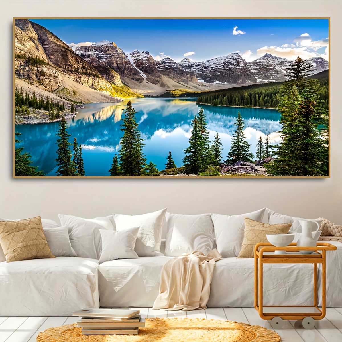 

1pc Unframed Canvas Poster, Modern Art, Beautiful Lakeside Wall Art, Ideal Gift For Bedroom Living Room Corridor, Wall Art, Wall Decor, Winter Decor, Room Decoration