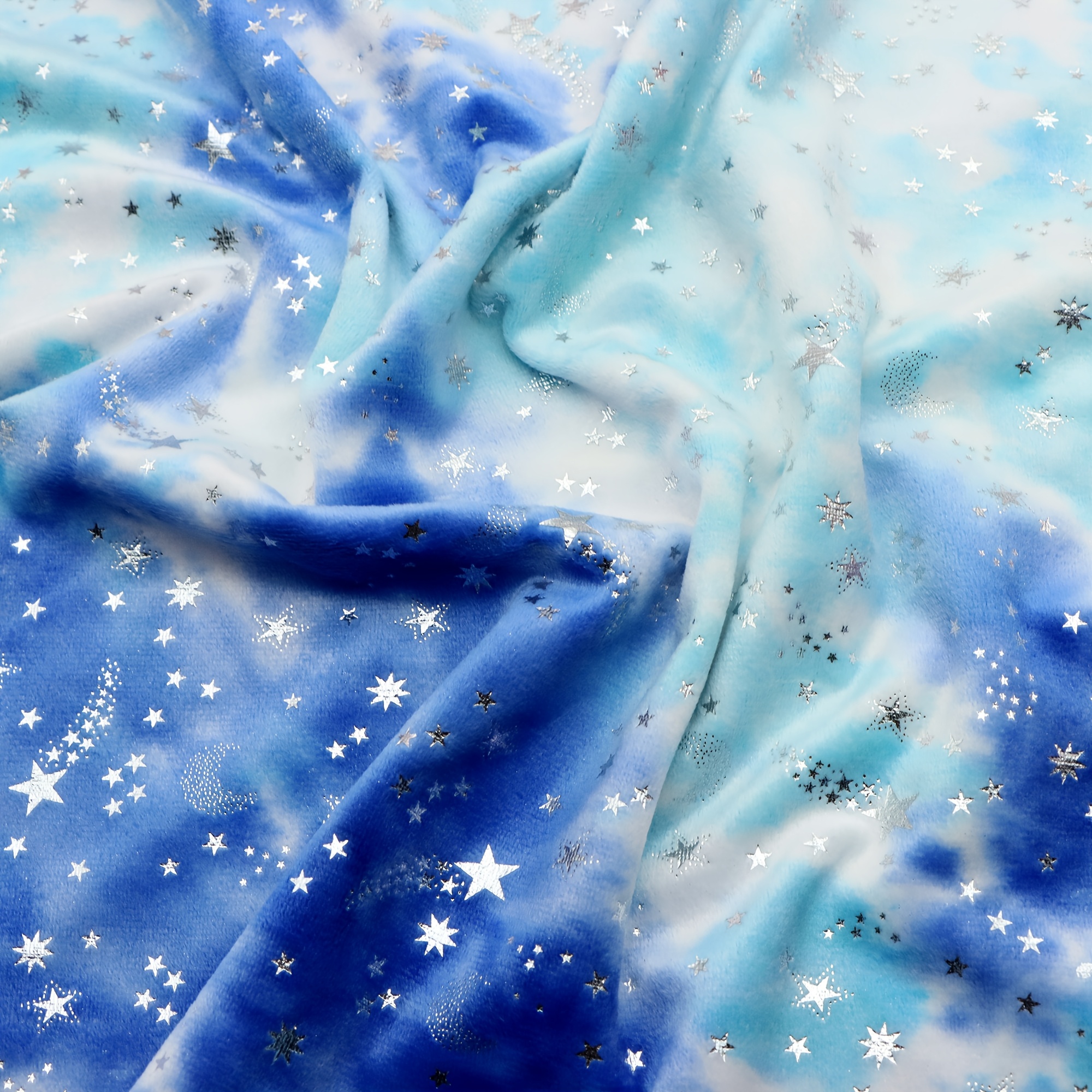 TEMU Silvery Starfish Moon Tie Dye Velvet Fabric Quilting Fabric - 59x19.68inch (150x50cm) Polyester Craft Fabrics For Handmade Crafts, Hand Wash