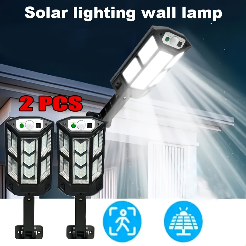 TEMU 2/1pc Solar Wall Light, Equipped With 43 Led Beads, For Outdoor Use, With Motion Sensor, Semi Embedded Plastic Wall Light, Solar Powered Safety