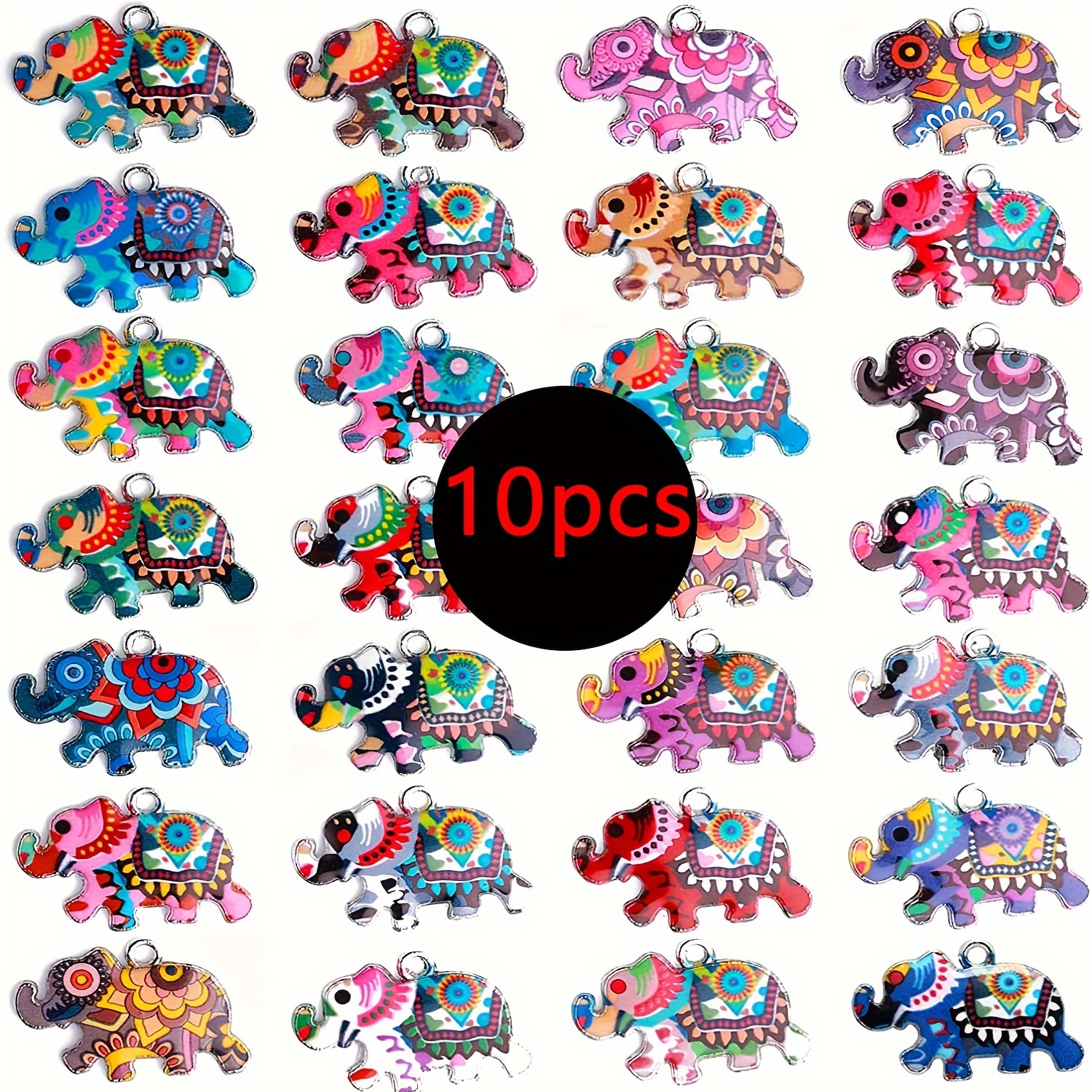 E-shop 10/30 Stück Elefanten Schmuckanhänger, bunte Elefanten Charm Metall Emaille Elefanten Schmuck für Halsketten, Ohrringe, Armbänder,