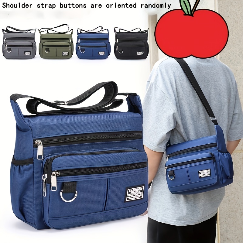 TEMU Multi Layer Nylon Crossbody Bag, Portable Large Messenger Bag, Lightweight Shoulder Bag For Travel Sport