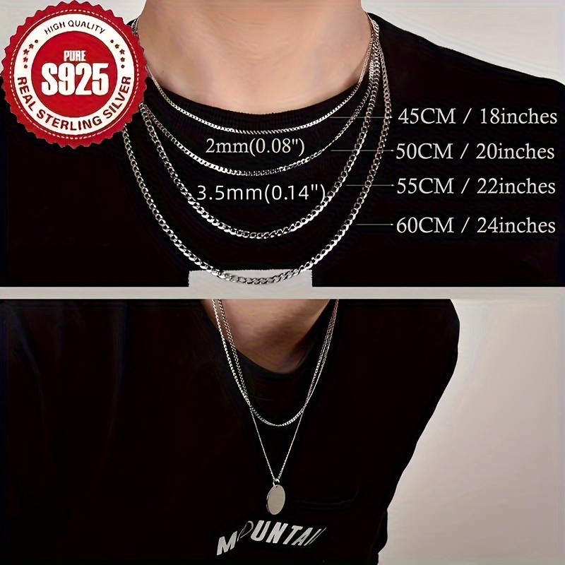 Cuban Link Chain For Men Silvery Chain For Men 925 Sterling Silvery  Necklace For Men Women Cuban Chain Necklace Silvery Width Mens  Chain