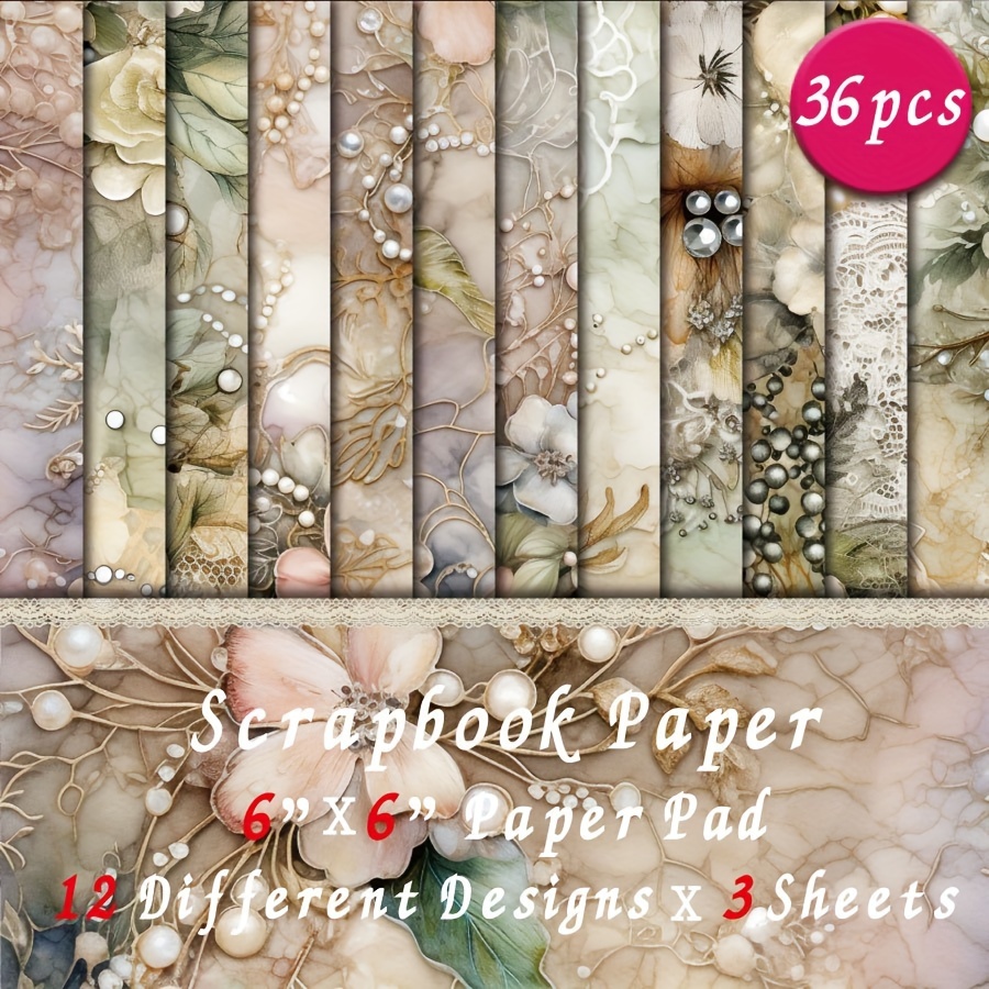 

Atlantis Pearl 36-sheet Scrapbook Paper Pad, 6x6 Inch - Artistic Craft Patterns For Diy Card Making & Decorative Backgrounds