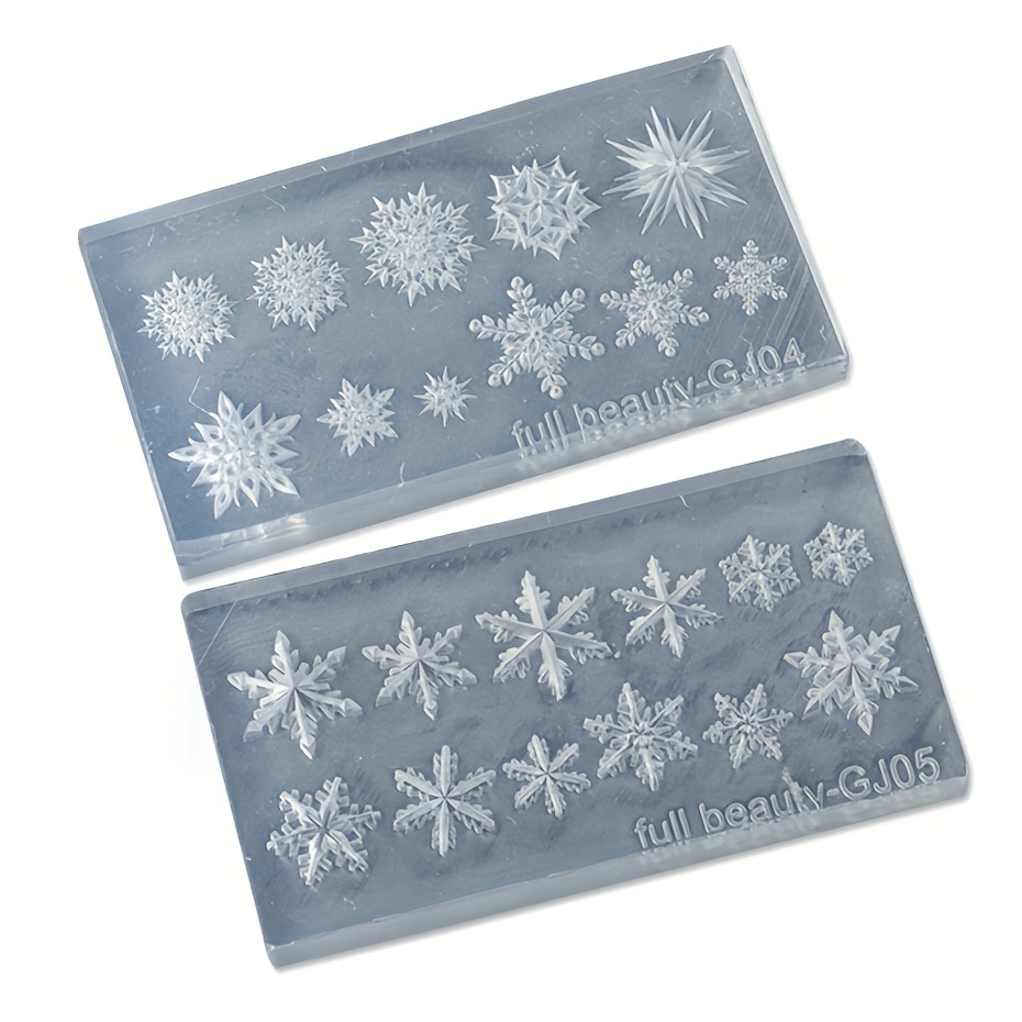 TEMU 2pcs Resin Silicone Mold Nail Silicone Mold Christmas And Winter Snowflake Carving 3d Nail Tool Jewelry Mold, Resin Liquid Mold
