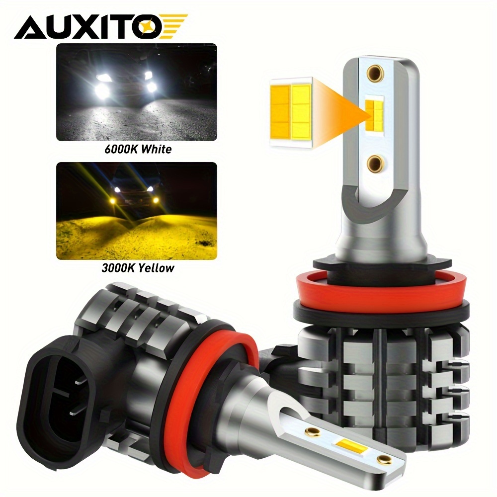 

2pcs Auxito H8 H11 Led Fog Lamp 6000k White 3000k Yellow H9 H16 (jp) Led Car Fog Lights Auto Running Light 12v