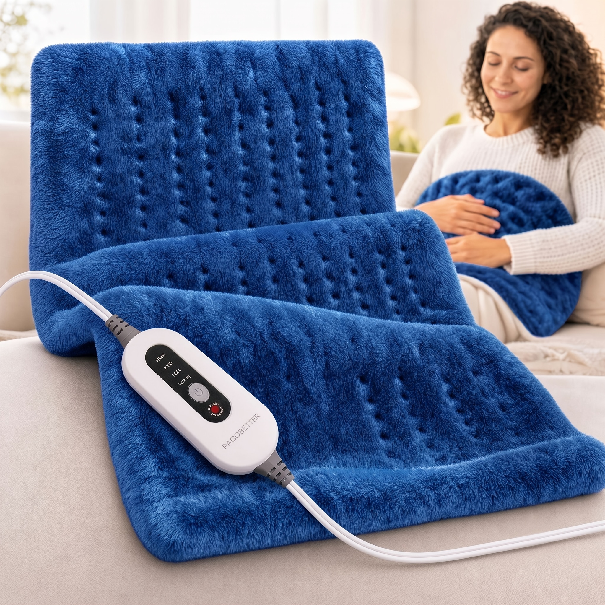 TEMU 12x24in Heating Pad For Back And Neck, Thickened Electric Heat Pad For Shoulders, Fast Heating With 3 Heat Settings, Machine Washable Heat Pad,