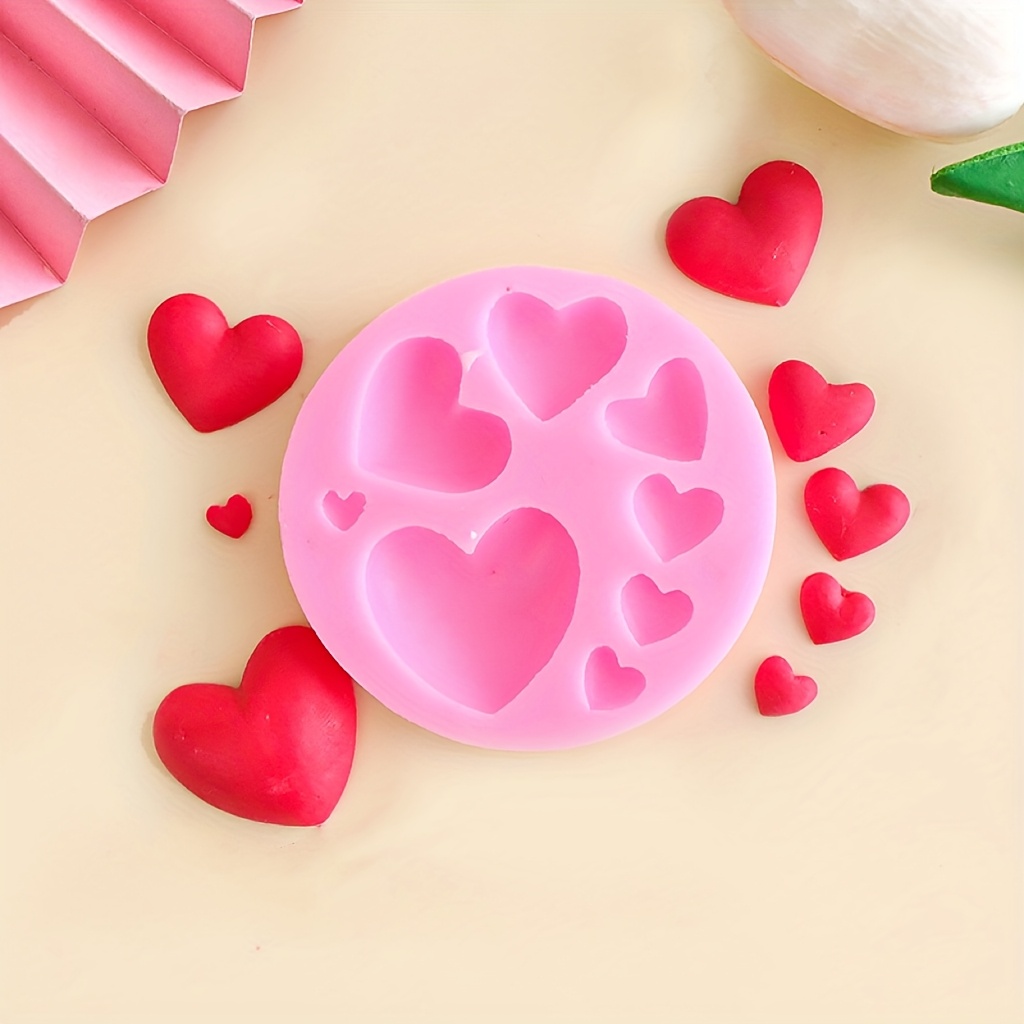 Image of 1 Diy Silicone Mold With 8 Sizes Of Hearts Suitable For Candy And Chocolate Making Cake Decoration