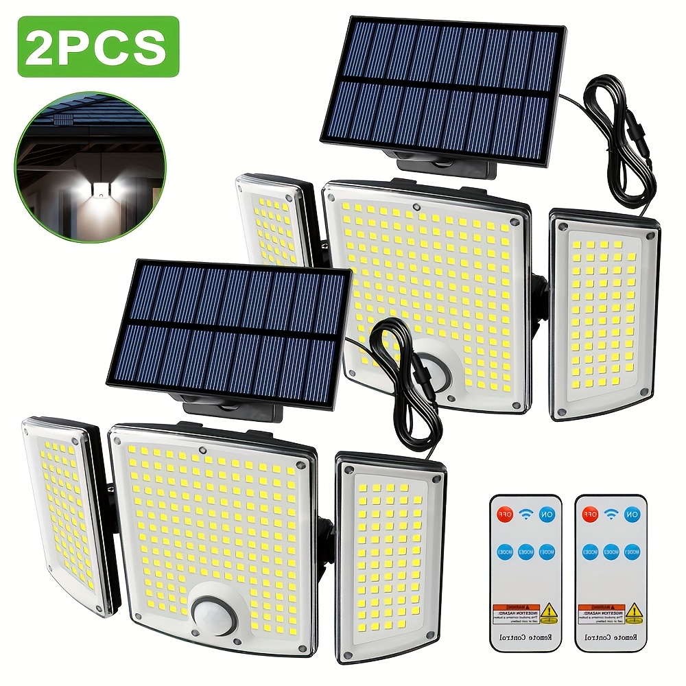TEMU Solar Lights Outdoor Wall Lamp 2pcs, 3 Lighting , 278 Led Solar Outdoor Lights With Pir Motion Sensor, Ip65 Durable , Ideal For Outdoor Garden,