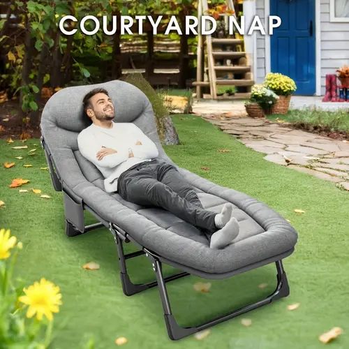 600lb heavy duty outdoor chair 6 position adjustable recliner with thick pads ergonomic foldable lounge chair for camping patio hiking to single bed double seat sofa outdoor lounge chair patio furniture cozy padded design sturdy metal frame portable seating versatile seating home patio use