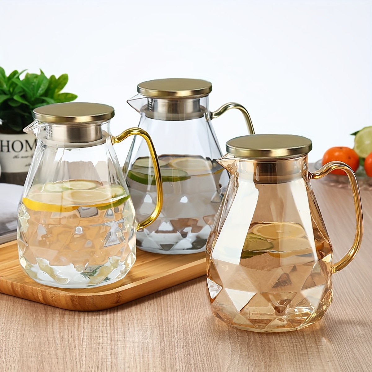 

60oz Pitcher With Stainless Steel Lid - Borosilicate Glass Teapot For Cold Brew, Iced Coffee & Loose - Dishwasher Safe Kitchen Beverage Dispenser