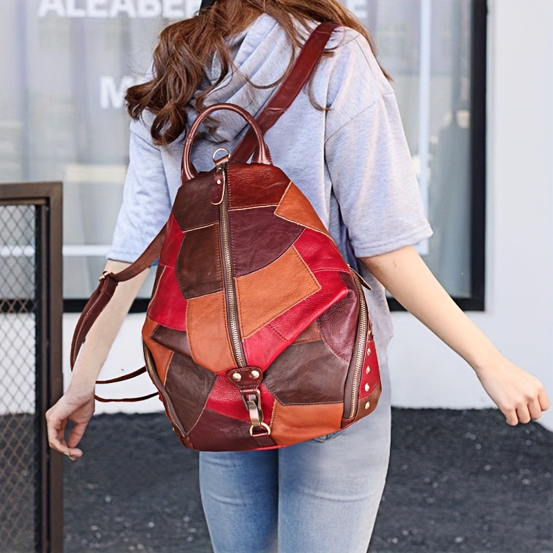 Leather hotsell patchwork backpack