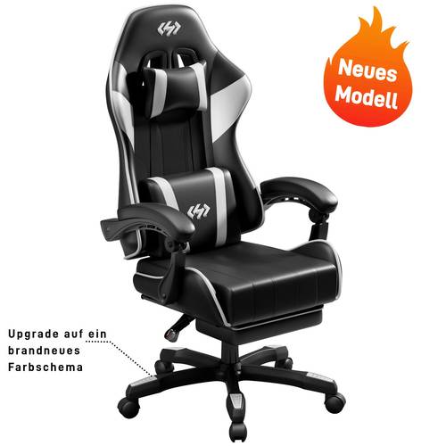 ergonomischer gaming-stuhl mit verstellbarer neigung fußstütze, bürostuhl mit kopfstütze lendenwirbelstütze, aus strapazierfähigem material, ideal für arbeit freizeit