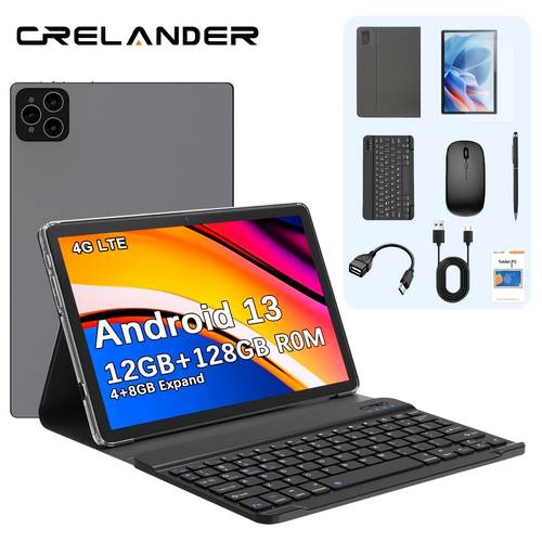 10 1 inch tablet pc new tablet pad 12gb 4gb 8gb expand and 128gb rom support 1tb tf expansion mtk cpu core 2 4g 5g wifi 5mp 13mp with keyboard protective case stylus mouse used for learning tablet