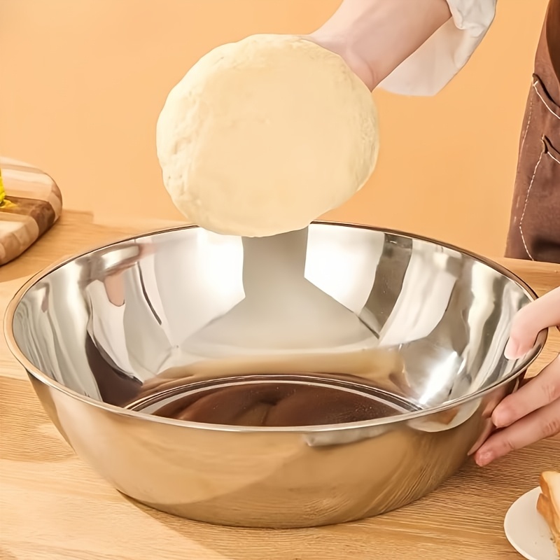TEMU 1pc, 32cm Stainless Steel Mixing Bowl, Large Capacity, Deep Bowl Design Suitable For , Batch Baking, Making Large Salads, And Whole Chicken