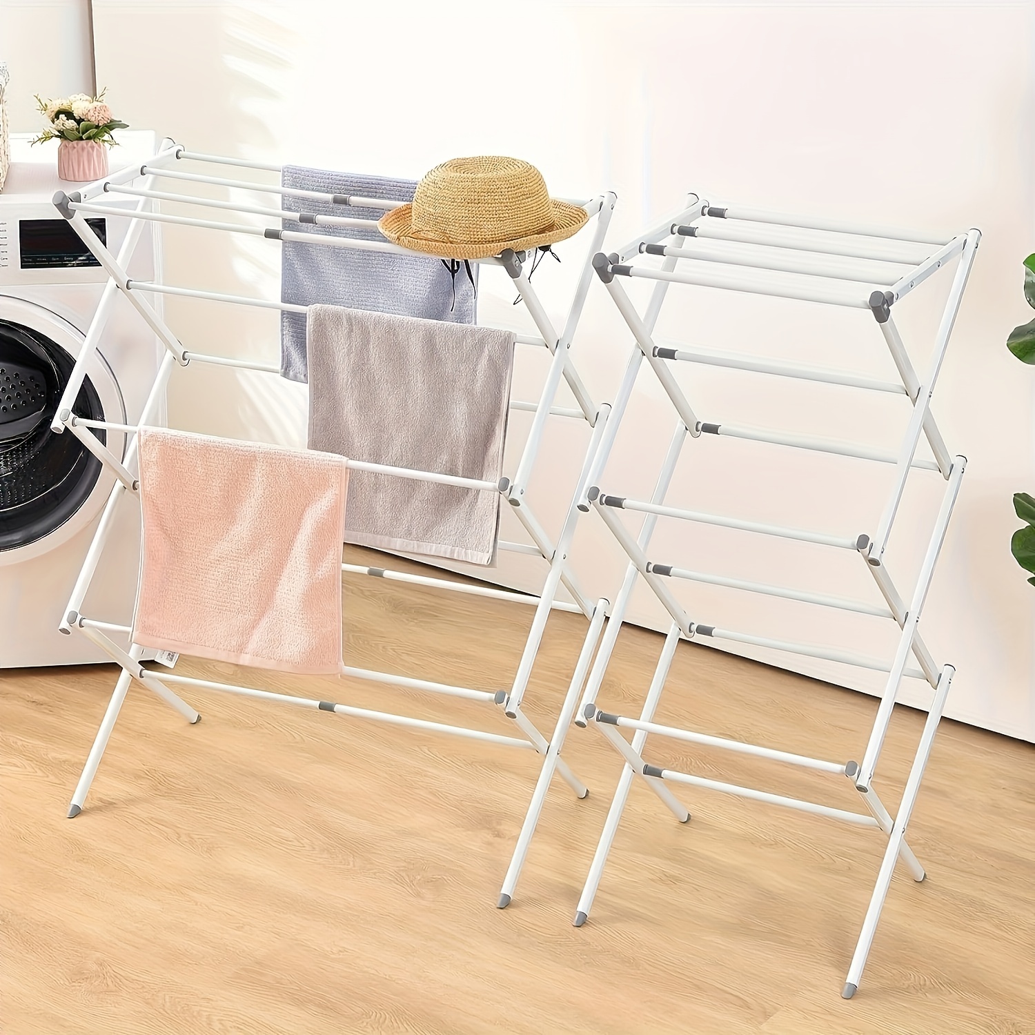 

Clothes Drying Rack, 3-tier Laundry Drying Rack For Clothes, Expandable Metal Clothing Dryer, Collapsible Towel Rack, Air Drying Rack, White