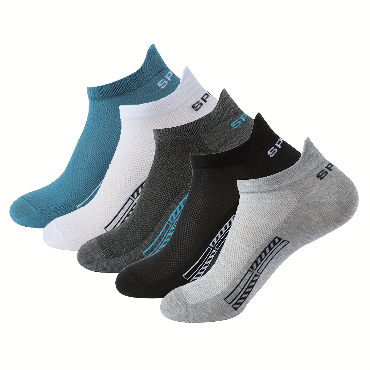 

5 Pairs Of Men's Simple Cotton Low Cut Ankle Socks, Anti Odor & Sweat Absorption Breathable Thin Socks, For Spring And Summer
