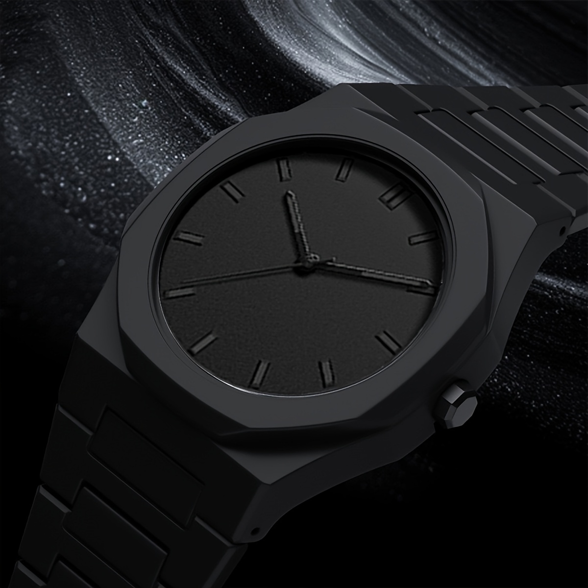 Minimalist Quartz Watch Black Unisex With Adjustable Strap_voghion.com