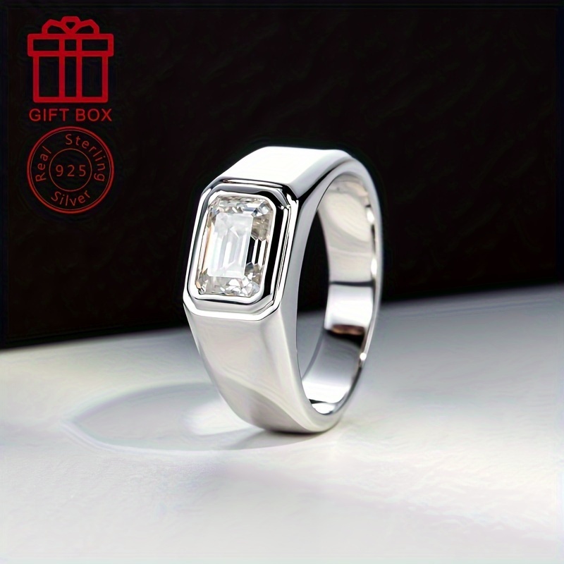 item picture 1pc s925 925 silver 2ct moissanite mens elegant easy and stylish perfect valentines day gift suitable for daily wear   parties fathers day