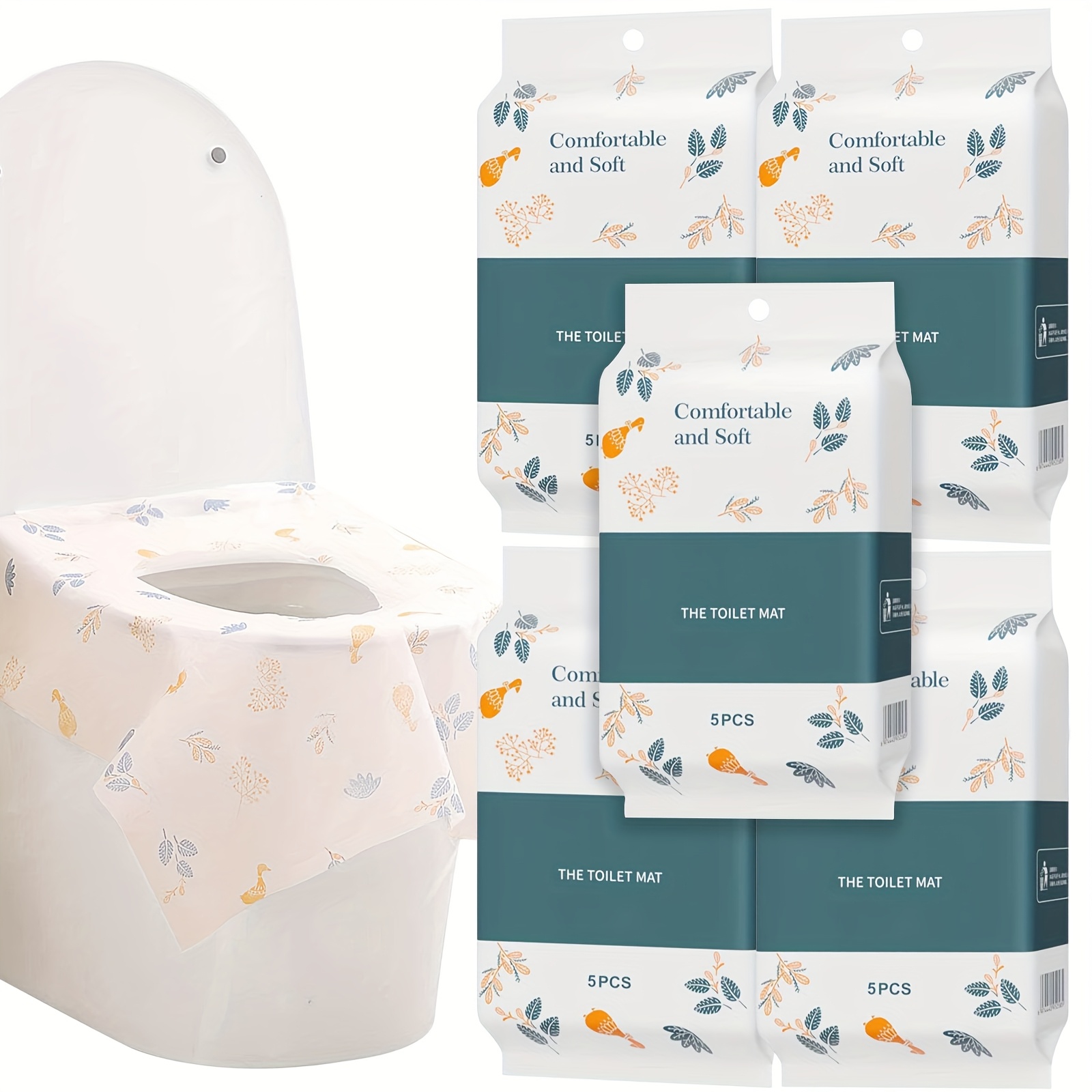 TEMU 5/15/25pcs Flushable Toilet Seat Cover, Travel & Hotel Portable Toilet Seat Cushion, Individually Packed, Large Size Universal Portable Hygiene,