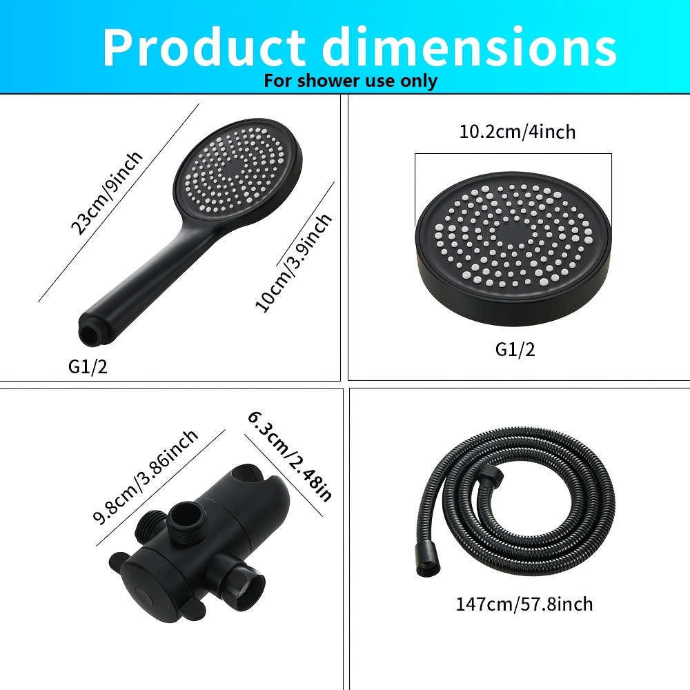 High-Pressure Rain Showerhead, Dual Handheld System Kit