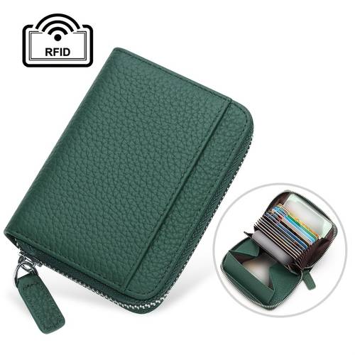 item picture genuine genuine leather womens wallet rfid blocking ultra thin coin purse with snap button gift for lining card holder organizer