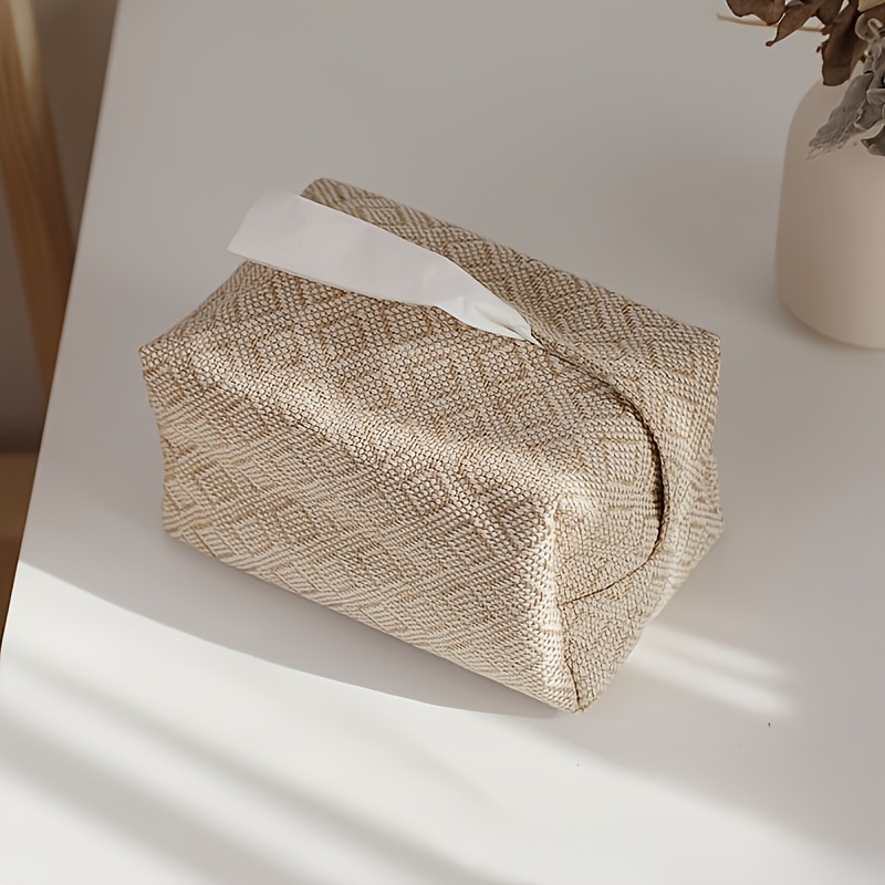 New Japanese-style Jute Tissue Case Napkin Holder For Living Room Table Tissue Boxes Container Home Car Papers Dispenser Holder