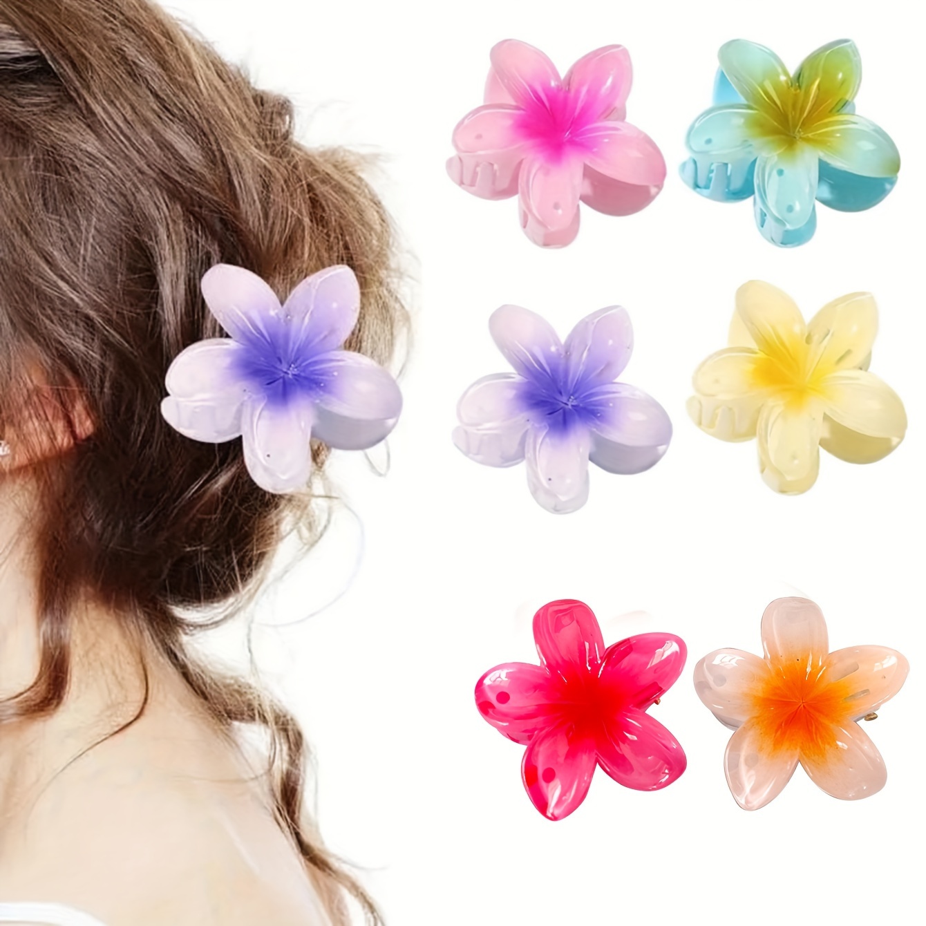 

6-piece Set Elegant Mini Flower Hair Claw Clips - Multicolor, Cute & Fresh Design For Women And Girls - Perfect For Everyday & Party Styling