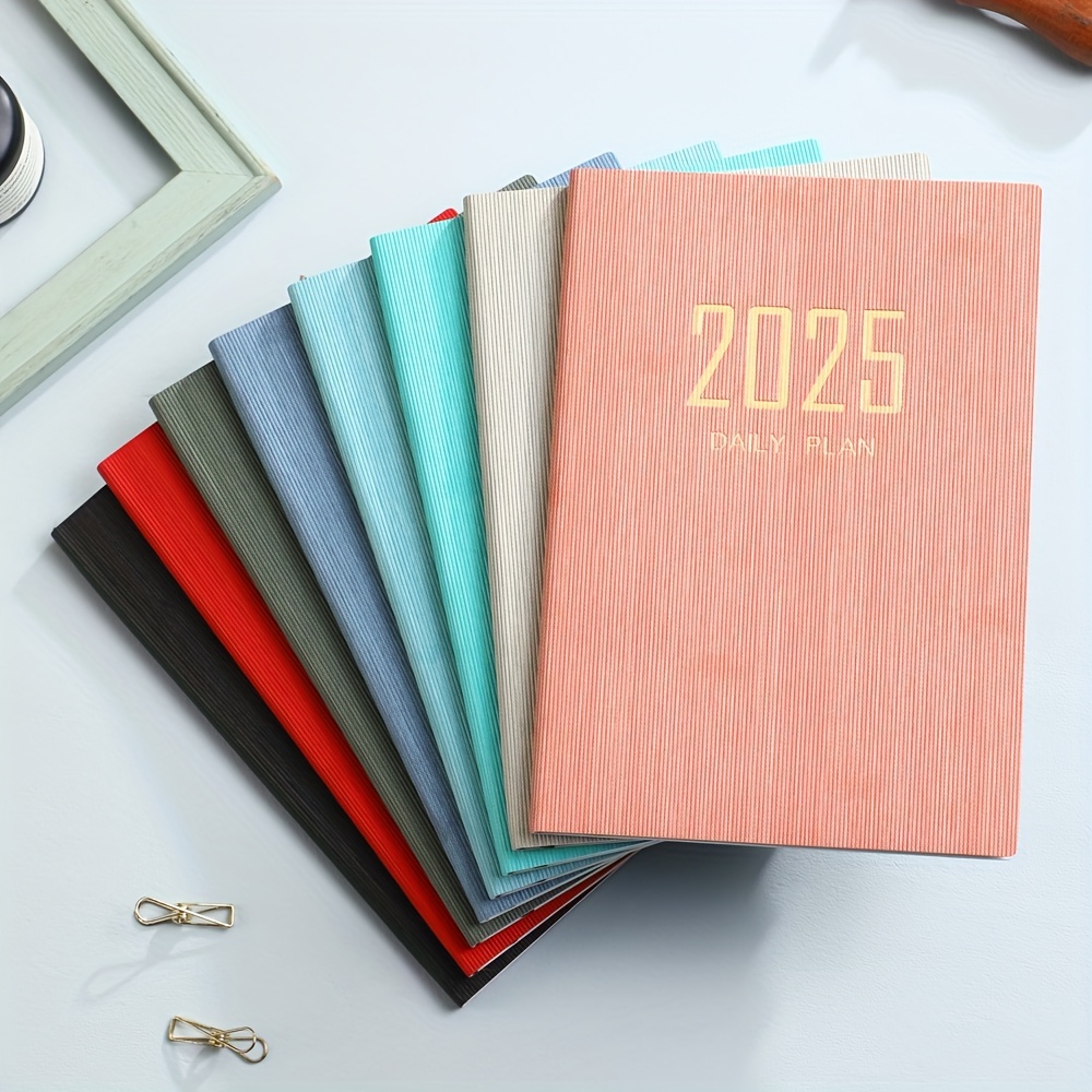 

2025 Daily Planner A5 Size - 64 Sheets/128 Pages, Striped Soft Cover, Monthly Index Tabs, Ideal For And Time Management, January To December Full-year Agenda