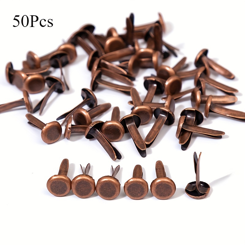 

50pcs Antique Bronze Mini Brads – Iron Square Fasteners For Scrapbooking, Diy Crafts, Card Making &