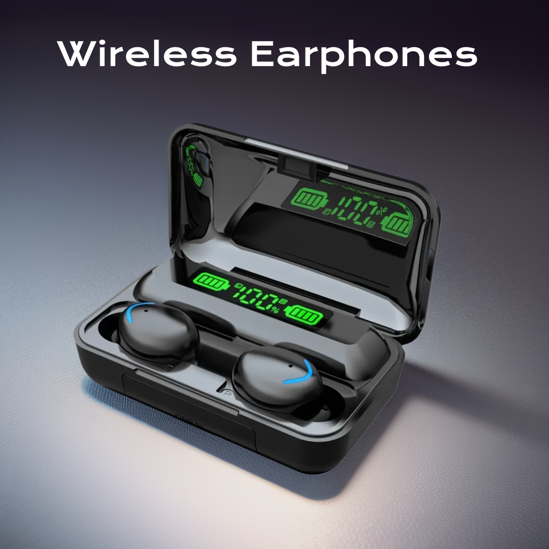 TEMU Headphones, Sport Headset, In Ear Earphones With Led Display Charging Bin F9 Tws In-ear Stereo Wireless Earphone Wireless Earbuds Headphones
