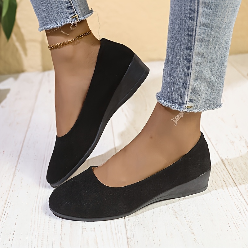 Casual Shoes Ladies Low Wedge Shoes Women'S Slip-On Loafers With