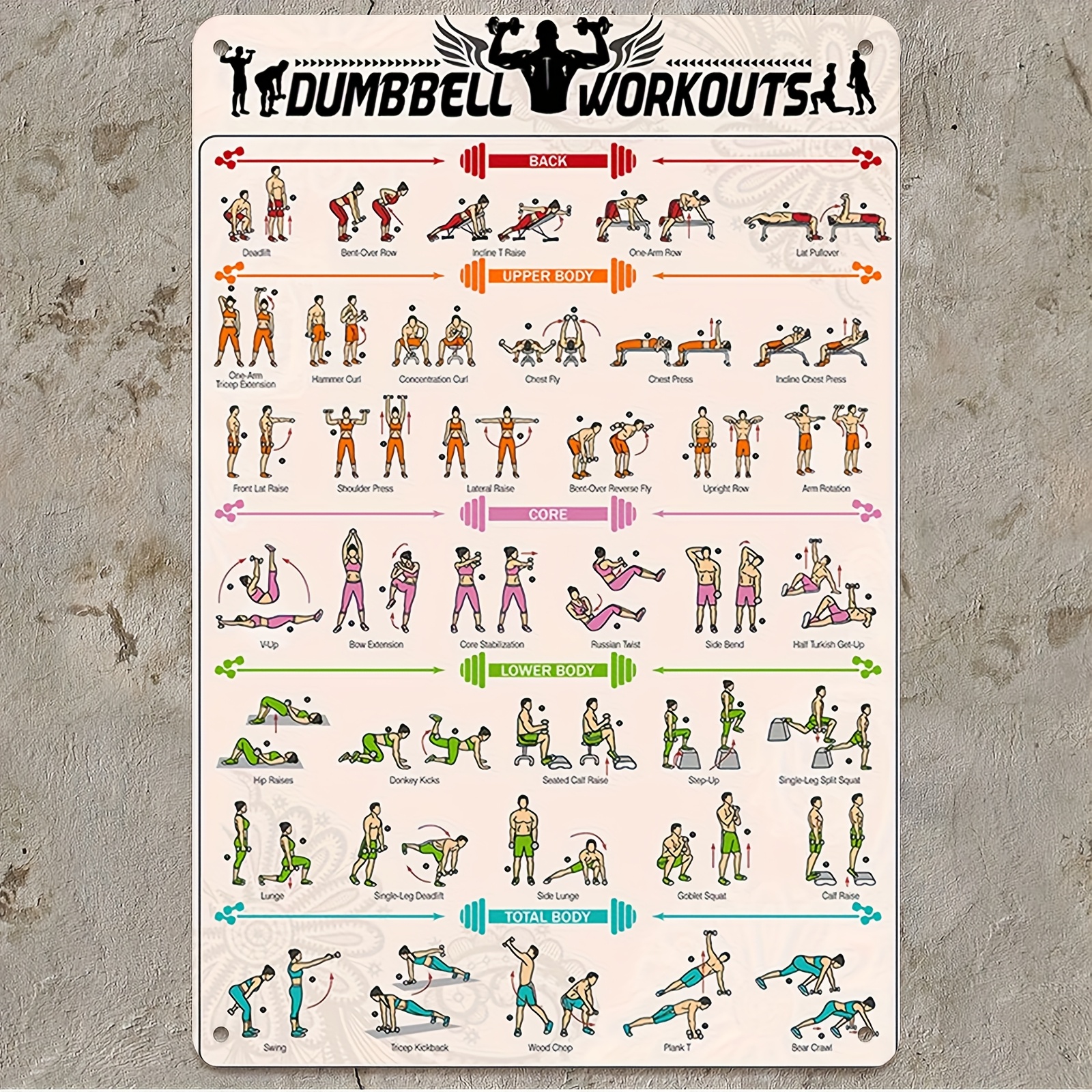 dumbbell workout chart at home sold on Temu Philippines