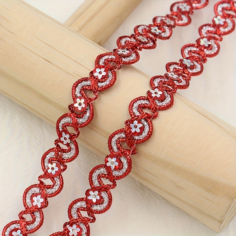 Long S-Shaped Sequin Lace with Golden Thread for Costumes