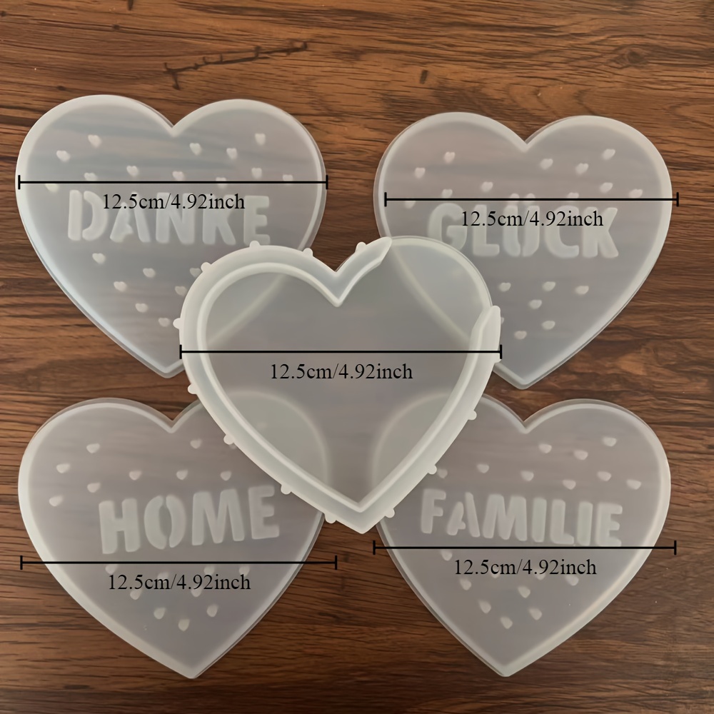 4pcs Heart-shaped Mold, Heart-shaped Plaster Mold, Epoxy Resin Mold, Dly Decoration