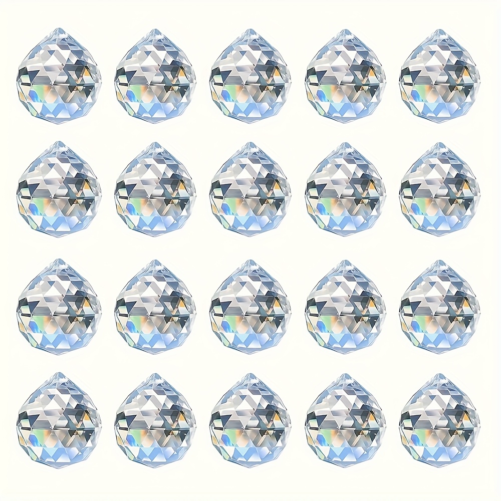 TEMU 200pcs Glass Light Harvesting Prism 8x10mm Pendant, Branch Chandelier Accessory, Suitable For Wedding Decoration, Balcony, - Diy Rainbow Bead