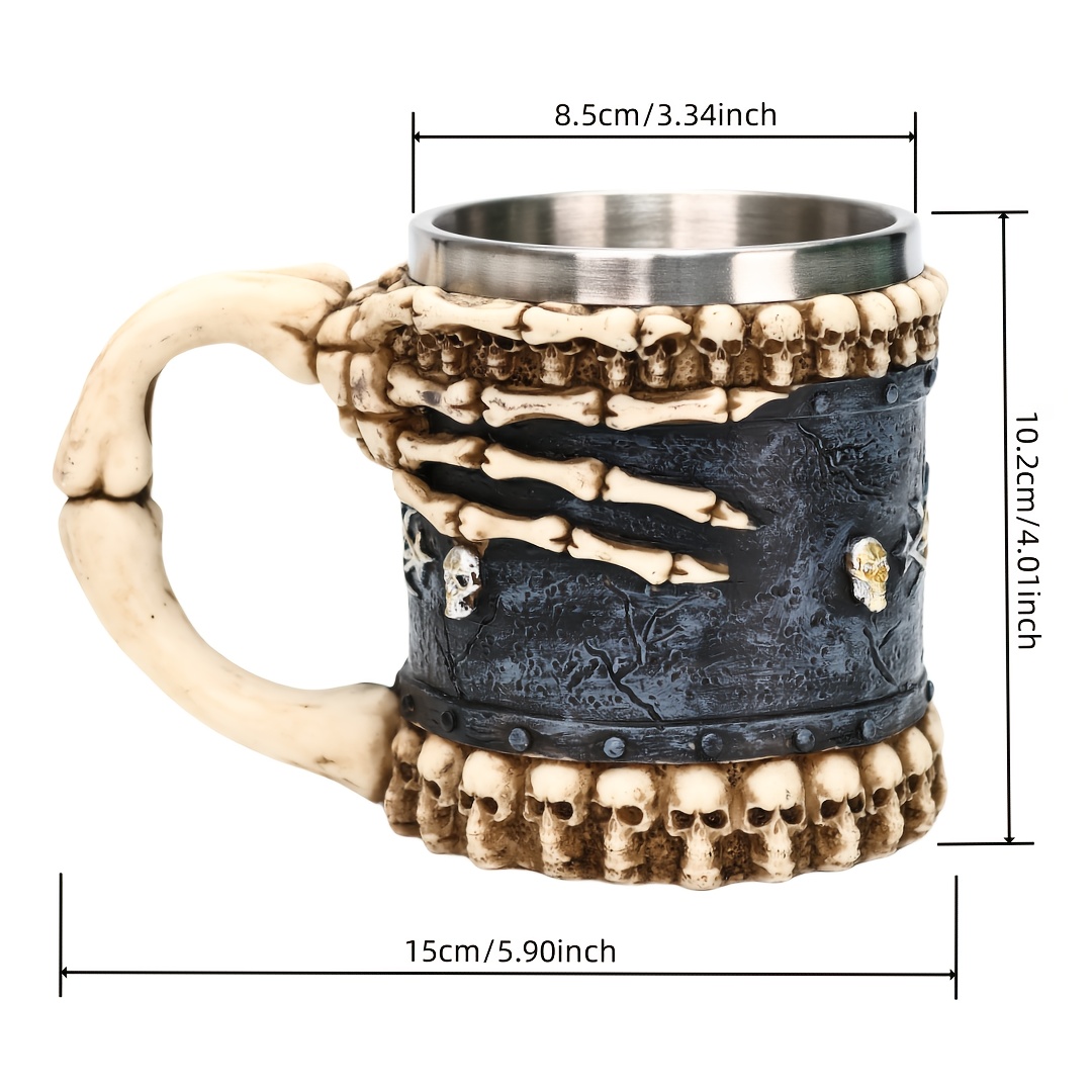 a hell devil hand mark coffee cup skeleton claw art shaped beer cup stainless steel 15 2oz dark style   water cup gift for friends christmas details 5