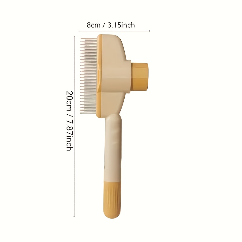Self-Cleaning Pet Comb - Detangling and Deshedding Tool for Cats, Dogs, and Rabbits | Fine-Toothed Flea Brush with Ergonomic Handle & Removable Hair Pluckers