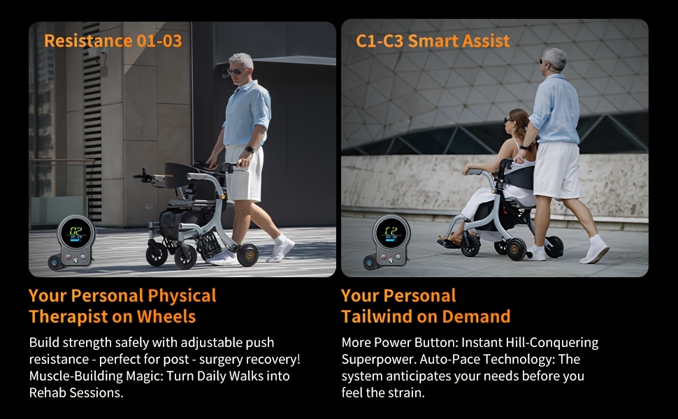 4 in 1 electric rollator versatile mobility aid with seat lightweight foldable transport wheelchair and   for seniors Product details 4
