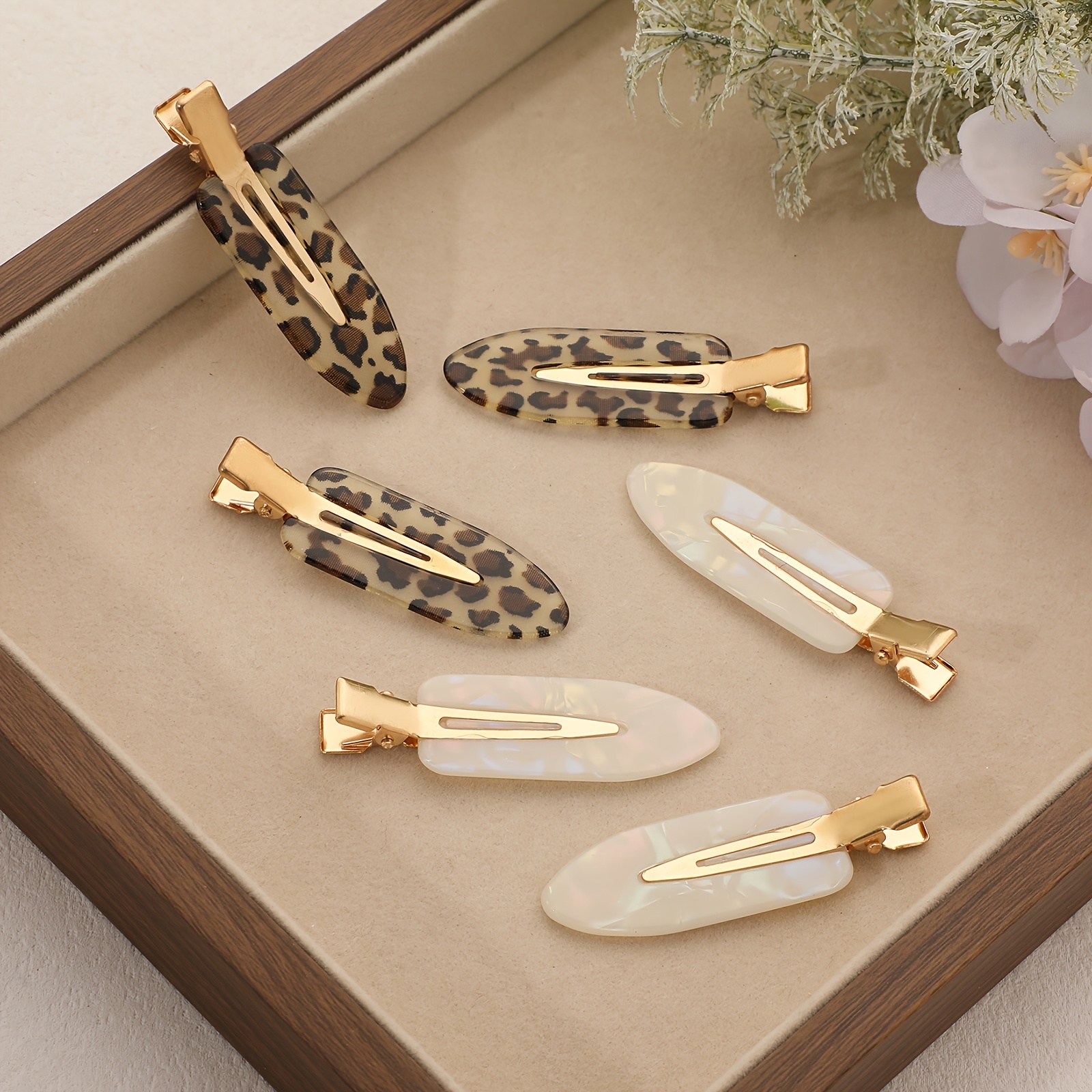 6pcs Vintage Leopard Print Hair Clips Set
