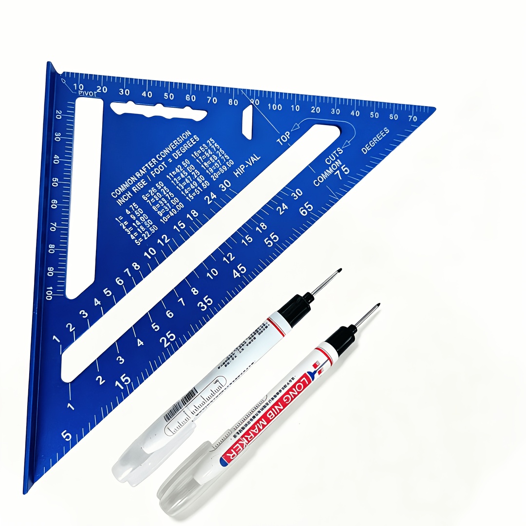 TEMU Aluminum Alloy Woodworking Triangle Ruler Set Multi-angle Measuring Ruler Carpenter Scribing Right Angle Ruler Right Angle Ruler For Woodworking