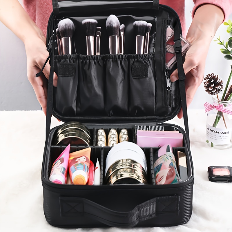 

Travel Makeup Train Case Makeup Cosmetic Case Organizer Portable Artist Storage Bag With Adjustable Dividers For Cosmetics Makeup Brushes Toiletry Jewelry Digital Accessories