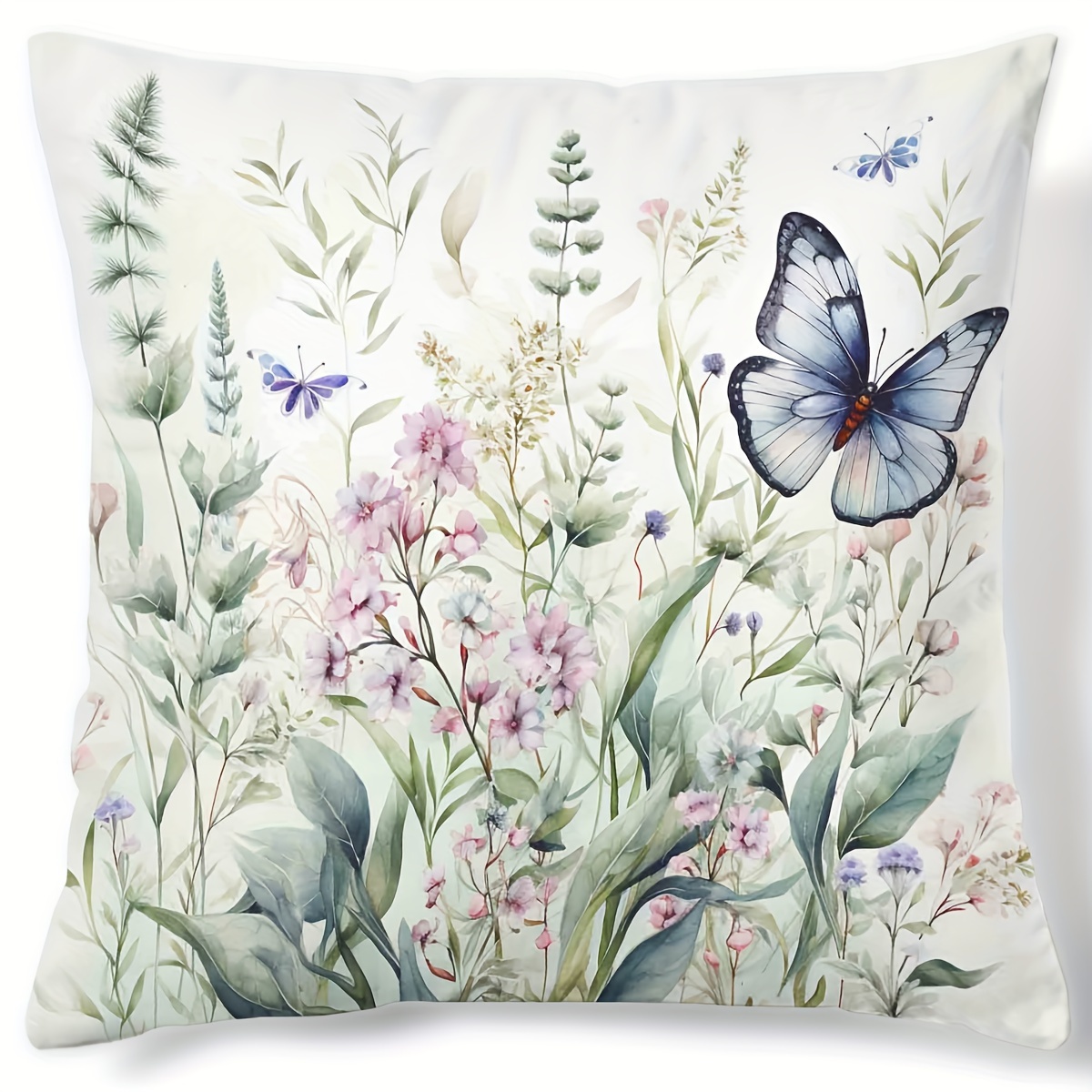 

1pc, Digital Printed Pillowcase With Floral And Butterfly Pattern