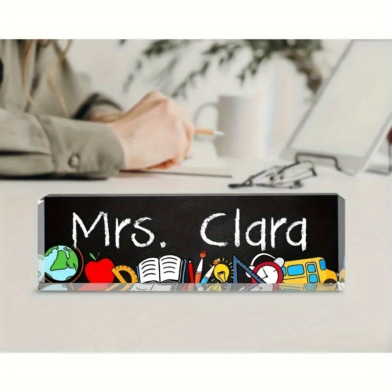 

Contemporary Acrylic Desk Nameplate - Personalized Teacher Desk Sign For Office, Home, Or Classroom Decor - Universal & Graduation Season Gift - No Electricity Needed