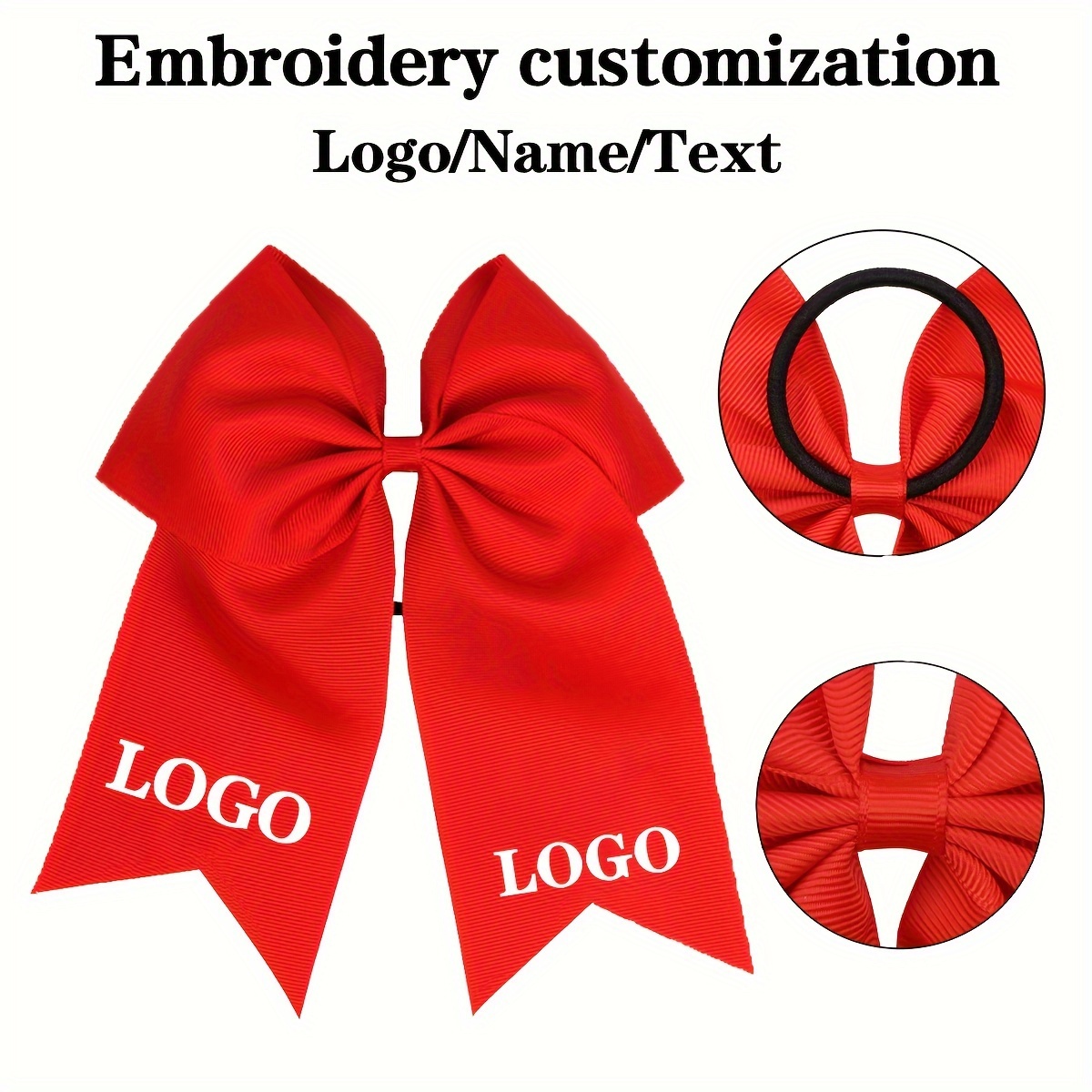 

Custom Embroidered Bow Headband - Festive Red With Logo/name/text Options - Perfect For Cheerleading, Parties, Or Festive Occasions