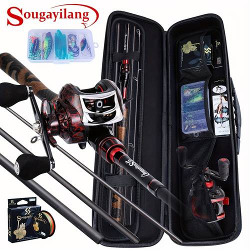 casting fishing rod reel combo with fishing bag 4 piece graphite fishing rod and smooth baitcaster with fishing line baits fishing tackles