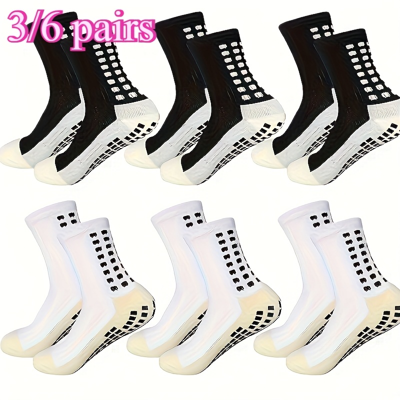 

3/6 Pairs Athletic Crew Socks For , Breathable Knit Fabric, Solid Color, Polyester 95%, Spandex 5%, Unisex Sports Socks For Football, Basketball, Ideal Gift