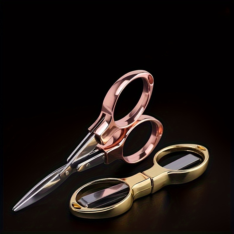 

2pcs Multi-functional Retractable Stainless Steel Folding Scissors Mini Travel Portable Outdoor Scissors Cutting Tool