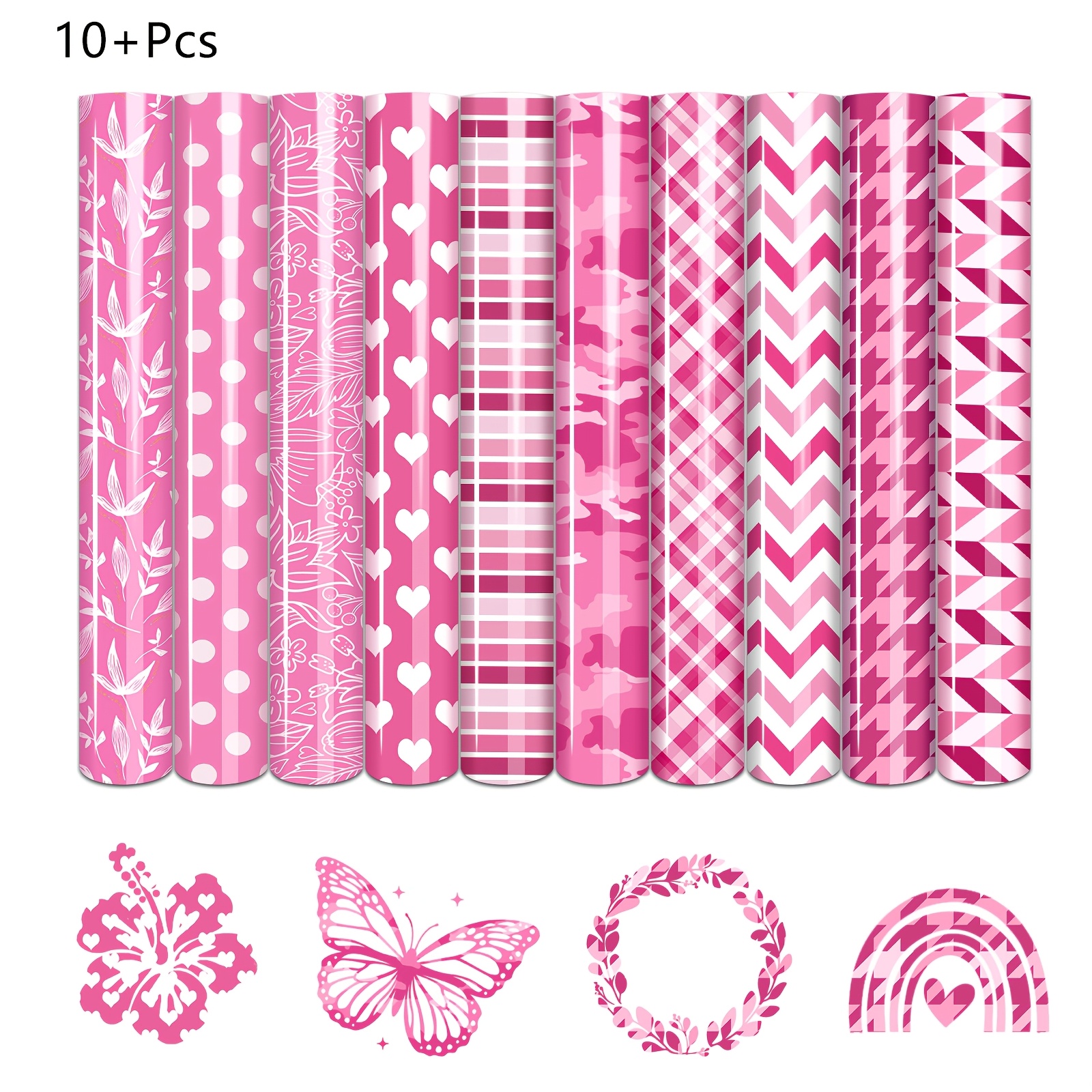 

10pcs Red & Polka Dot Heat Transfer Vinyl Sheets, 12"x9.8", Iron-on Decals For T-shirts, Tote Bags, Hats, Pants - Diy Craft Supplies